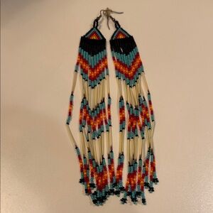 Colorful Native American Made Beaded Dangle Earrings